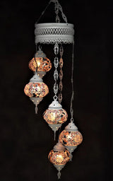 Hanglamp Halay - Turkse - Glas - Blauw - 5 Bollen