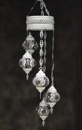 Hanglamp Halay - Turkse - Glas - Blauw - 5 Bollen