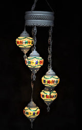 Hanglamp Halay - Turkse - Glas - Blauw - 5 Bollen