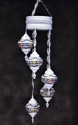 Hanglamp Halay - Turkse - Glas - Blauw - 5 Bollen