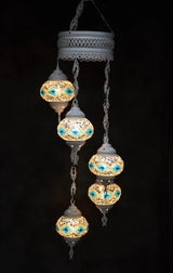 Hanglamp Halay - Turkse - Glas - Blauw - 5 Bollen