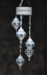 Hanglamp Halay - Turkse - Glas - Blauw - 5 Bollen