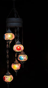 Hanglamp Halay - Turkse - Glas - Blauw - 5 Bollen