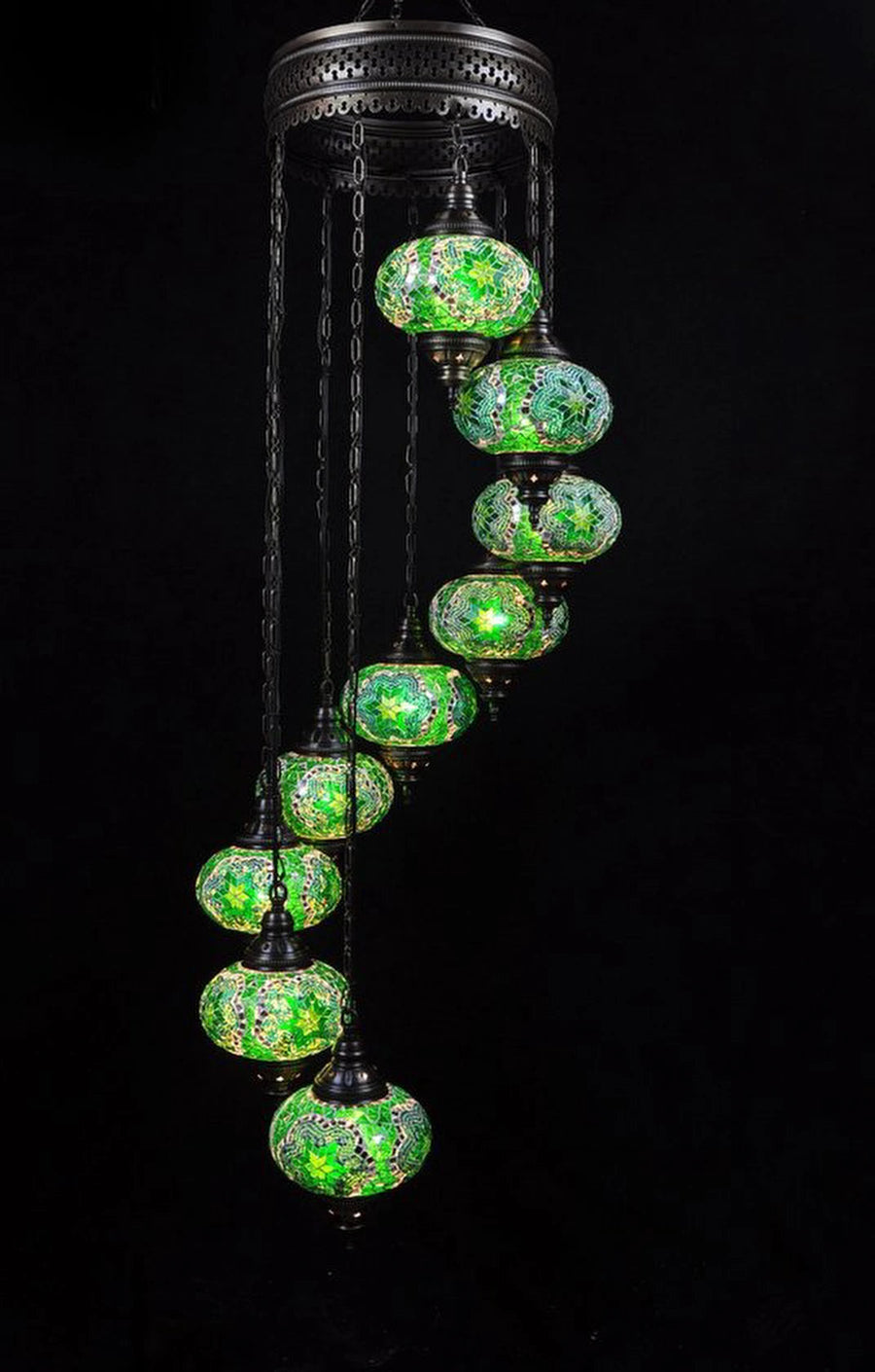 Hanglamp Merkloos - Turkse - Glas - Groen - 9 Bollen