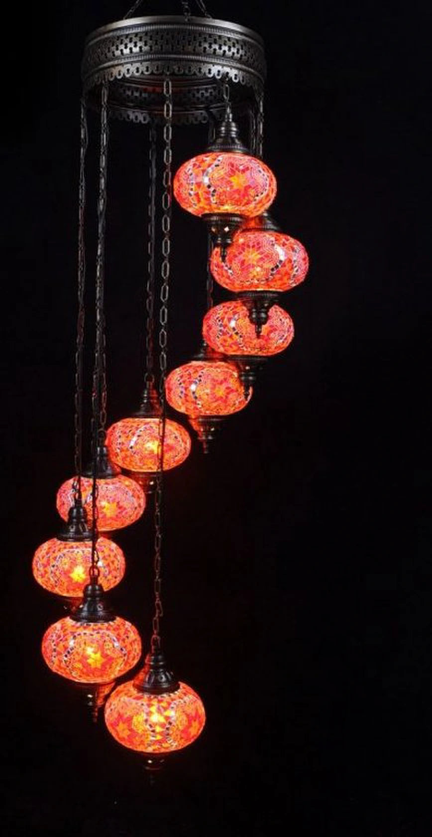 Hanglamp Merkloos - Turkse - Glas - Rood - 9 Bollen
