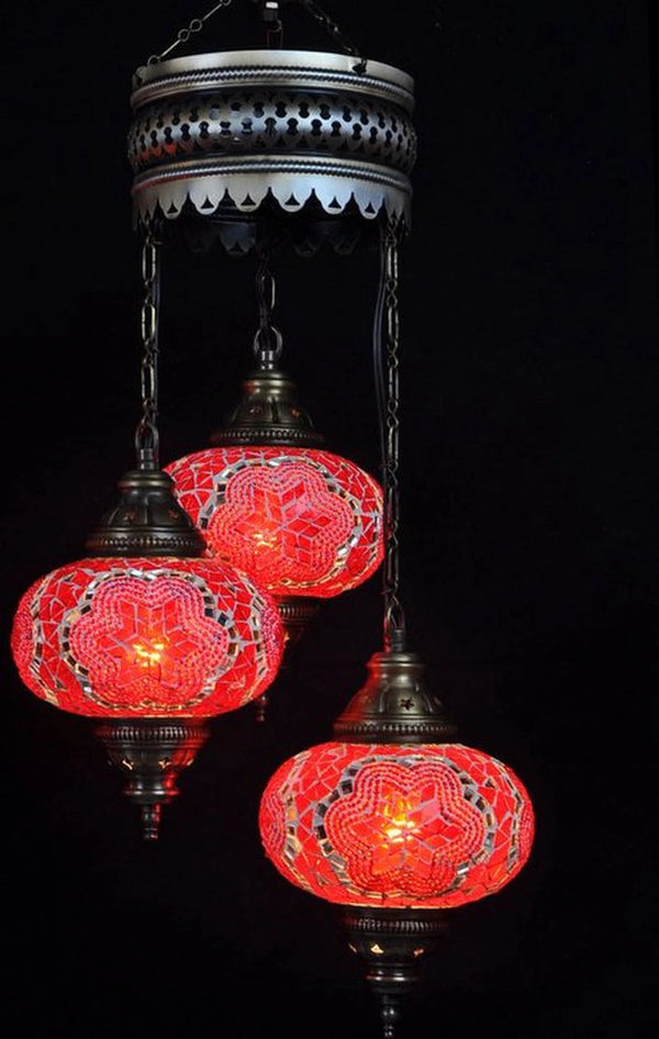 Hanglamp Merkloos - Turkse - Mozaïek - Rood - 3 Bollen