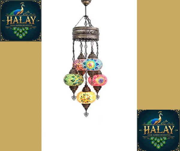 Hanglamp Halay - Turkse - Mozaïek - 5 Bollen