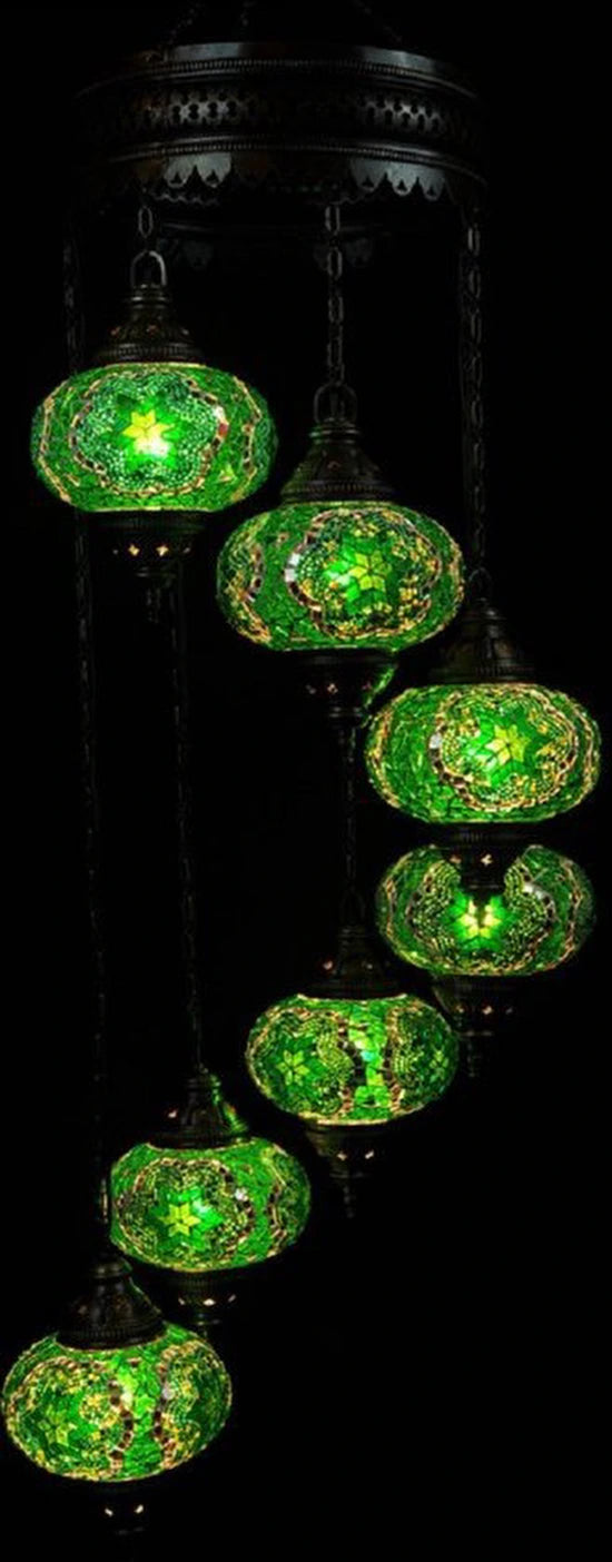 Hanglamp Merkloos - Turkse - Glas - Groen - 7 Bollen