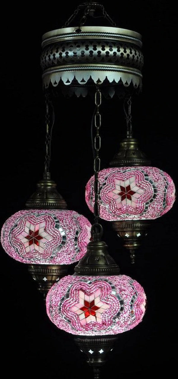 Hanglamp De Max - Turkse - Mozaïek - Paars - 3 Bollen
