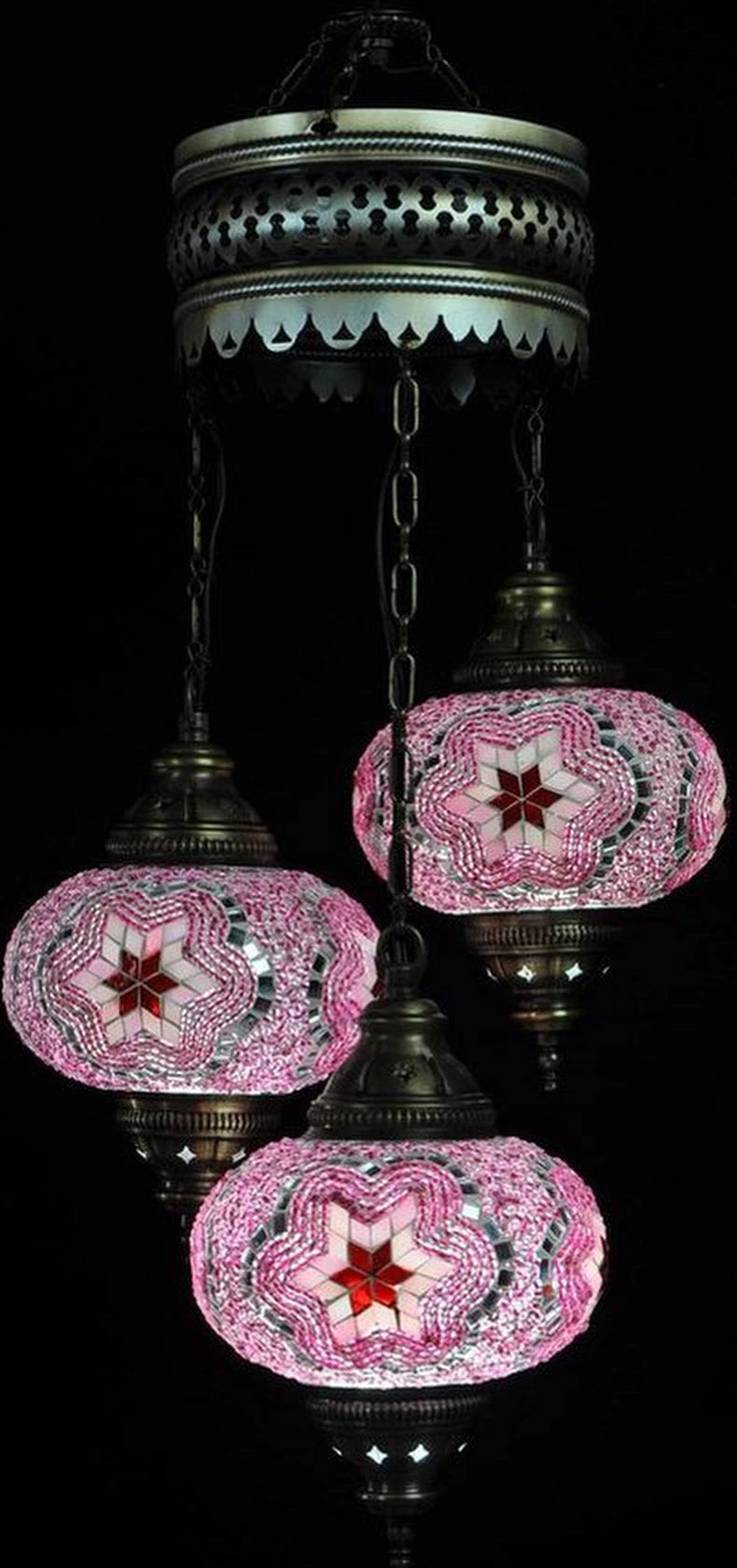 Hanglamp De Max - Turkse - Mozaïek - Paars - 3 Bollen