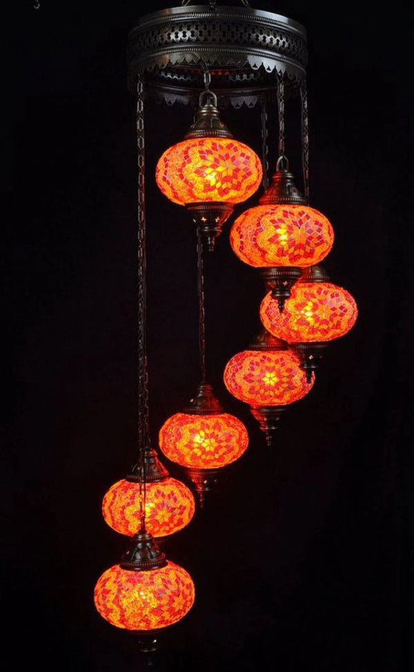 Hanglamp Merkloos - Turkse - Glas - Oranje - 7 Bollen