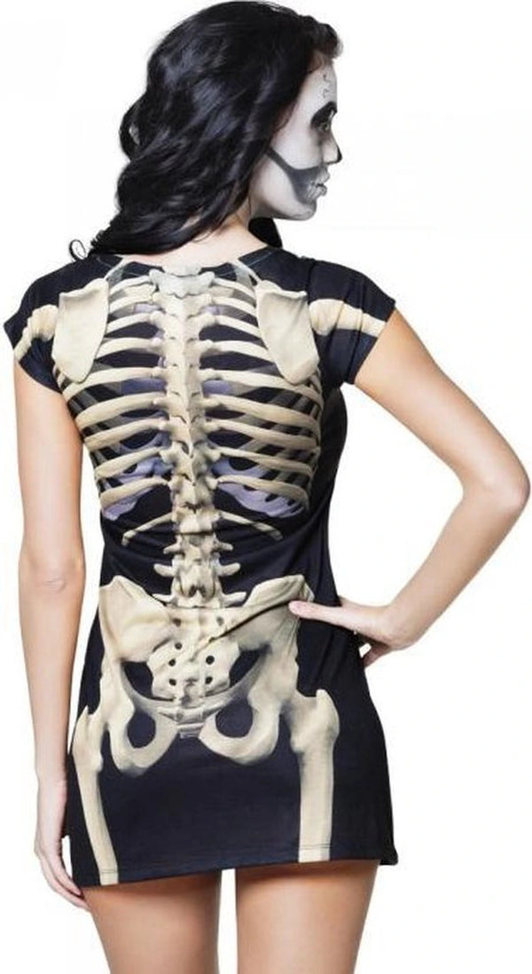 Verkleedkleding Boland - Fotorealistisch Shirt Skeleton Girl (M)