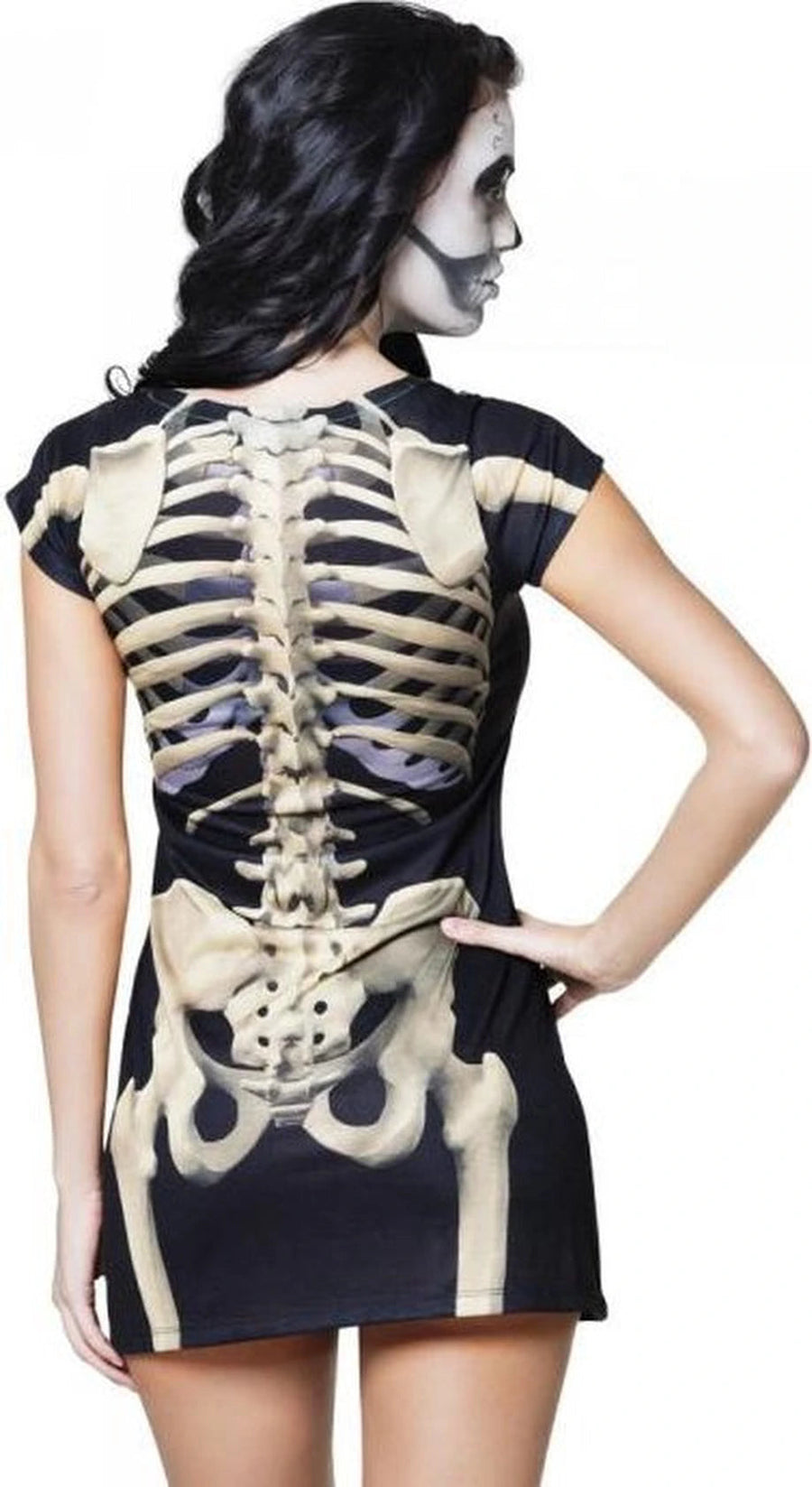 Verkleedkleding Boland - Fotorealistisch Shirt Skeleton Girl (M)