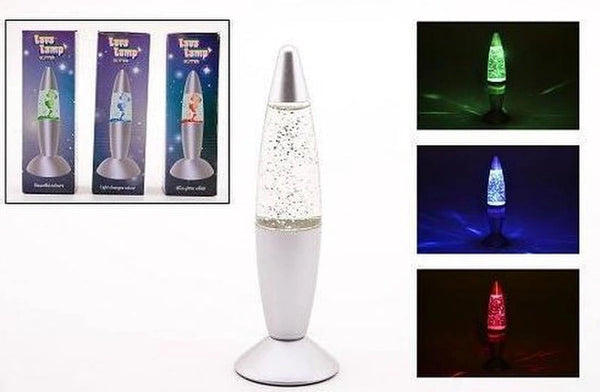 Glitterlamp Merkloos - Blauw - 18cm