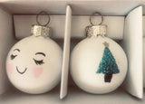 Kerstbal Christmas House - Set van 6 Stuks - Wit