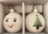 Kerstbal Christmas House - Set van 6 Stuks - Wit
