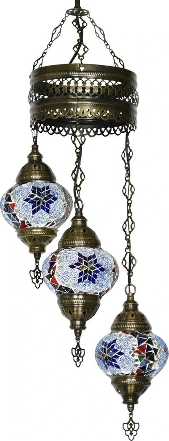 Hanglamp Halay - Oosterse - Mozaiek - Blauw - 70cm