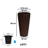 Serinova Lange Hoge Bloempot Rond De Max - Bruin - 58cm - 52L