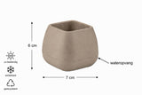 Serinova Bloempot Set 6 Stuks - Vierkante Kruidenpotjes En Cactuspotjes - Taupe Mokka Beige - Met Wateropvang - Gerecyclede Kunststof - Indoor En Outdoor