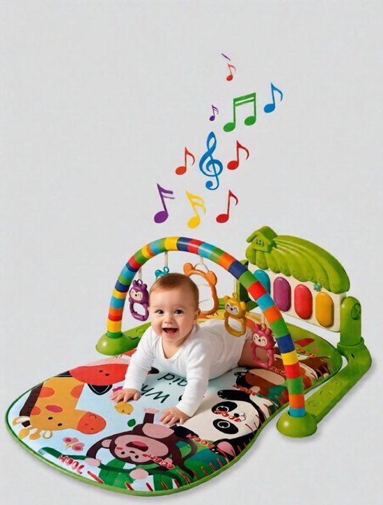 Babygym Forest Speelmat Groen met Speelboog en Piano De Max